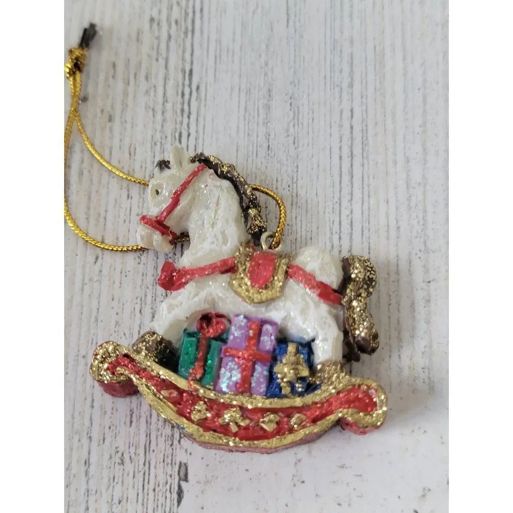 Glitter rocking horse present‎ mini ornament Xmas